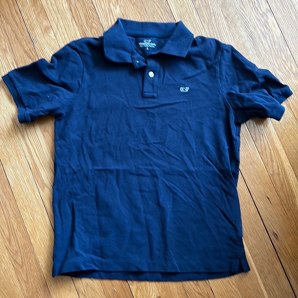 Vineyard Vines Boys large (16) Navy Blue Short Sleeve Polo Shirt -